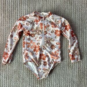 LC Little Co Toddler Rashguard Floral Swim Ivory - 2T